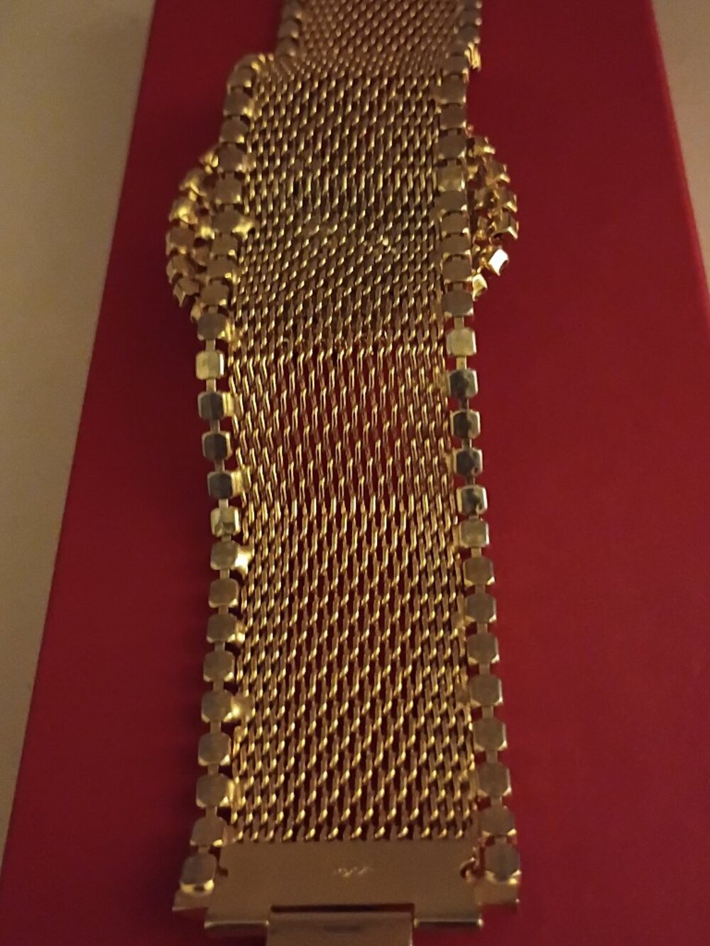 Hobe Vintage Golden and Rhinestone Mesh Bracelet - Picture 4 of 5